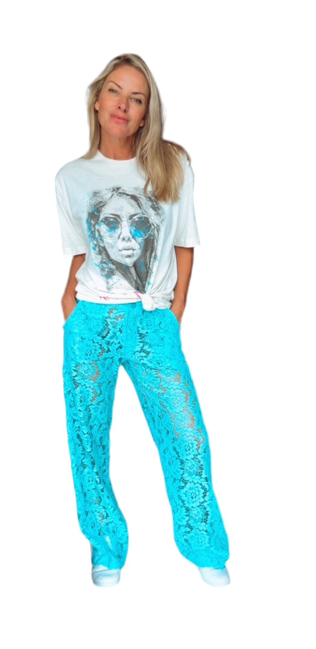 Calça de renda NAXOS - turquesa