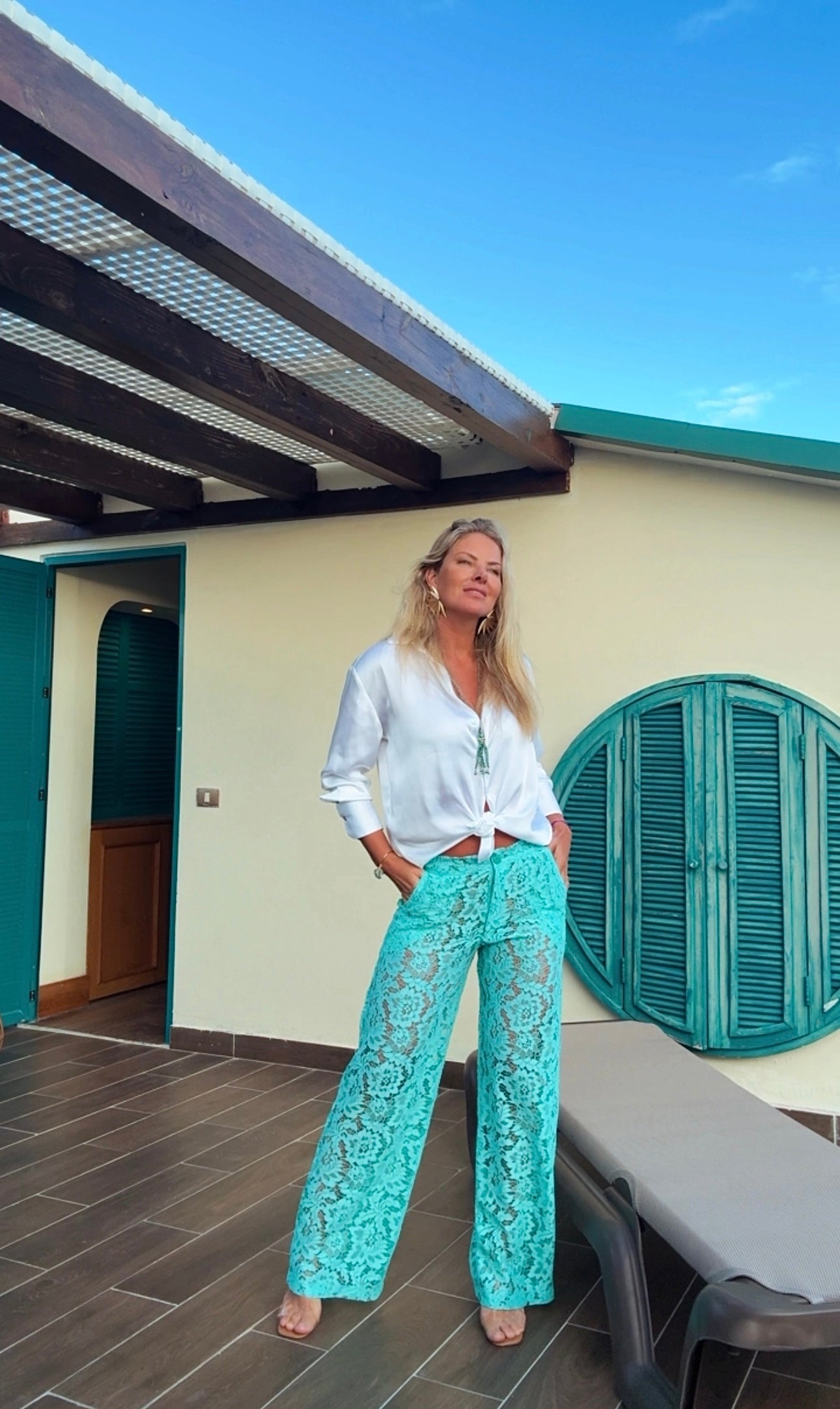 Calça de renda NAXOS - turquesa