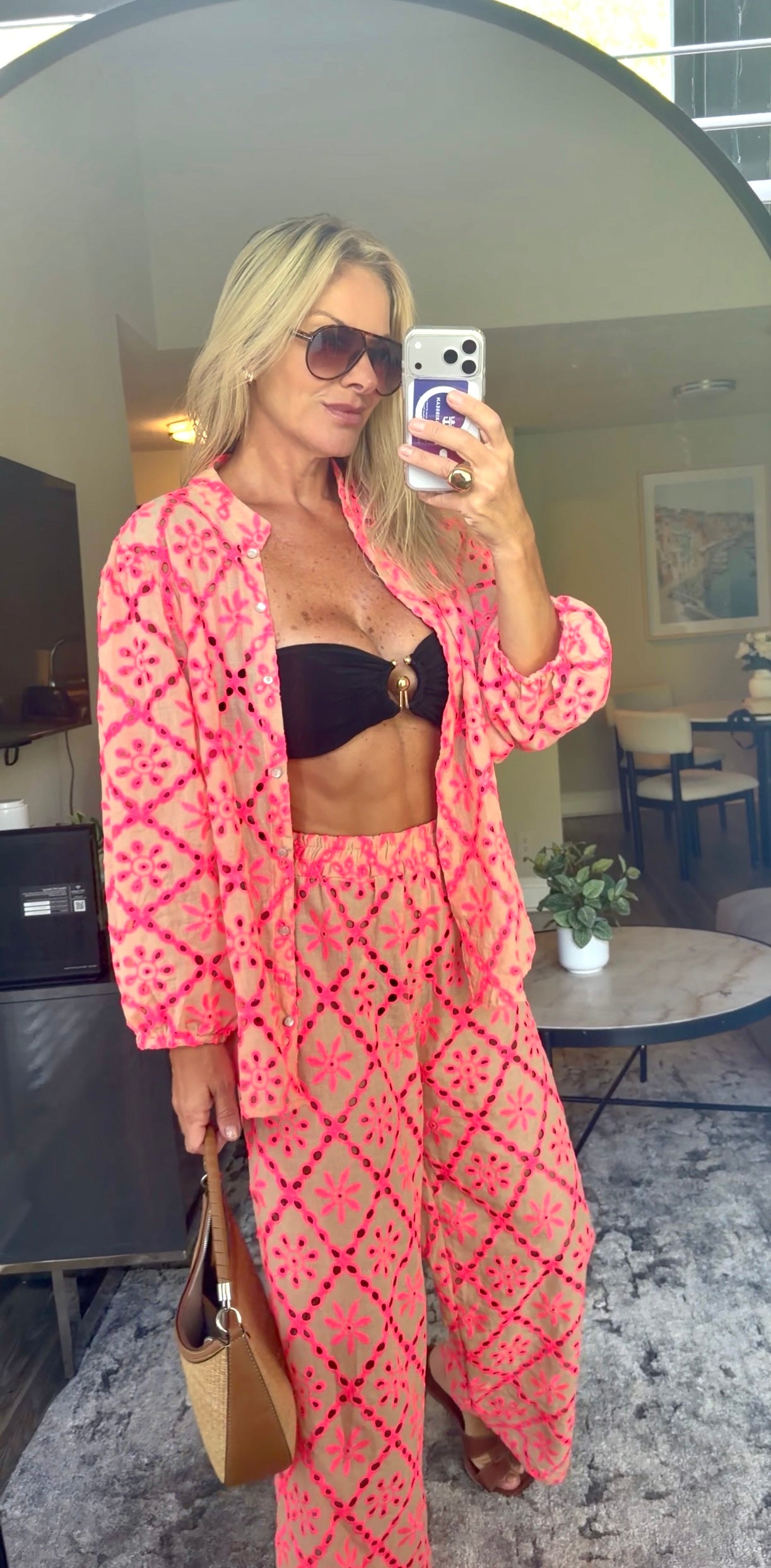 Conjunto de laise - nude com rosa