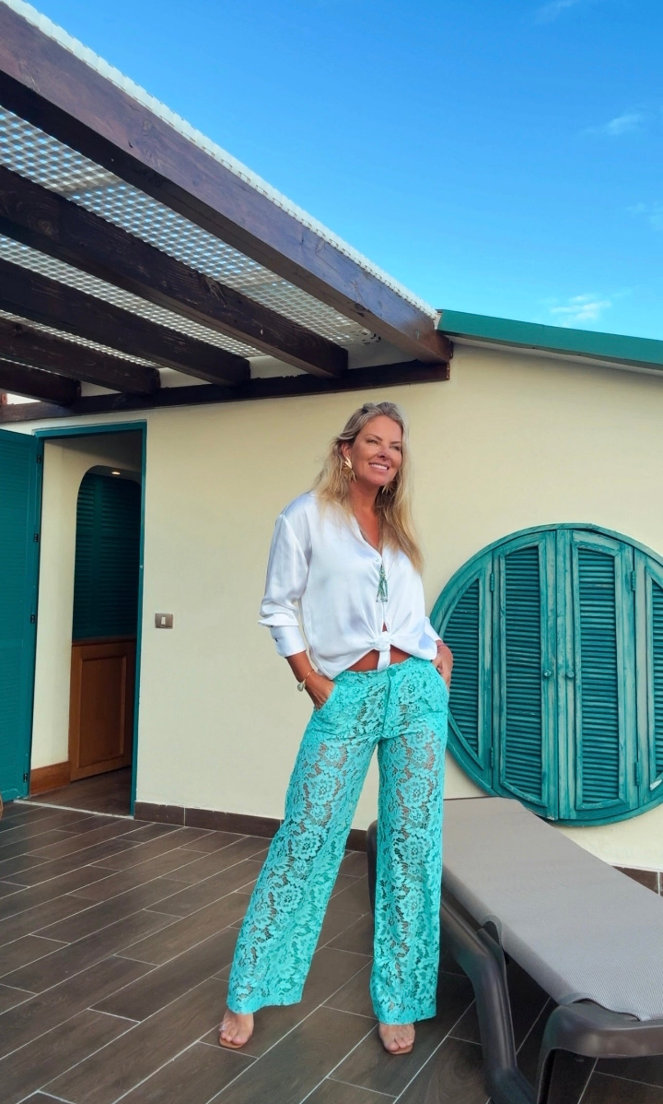 Calça de renda NAXOS - turquesa